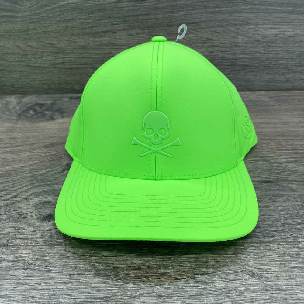 G/FORE Snapback Golf Hat Mens OSFA Electric Green Skull & T's GMH000117